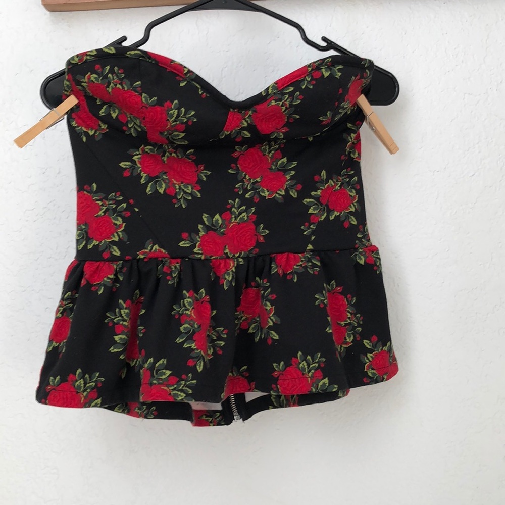 Floral Peplum Tube Top